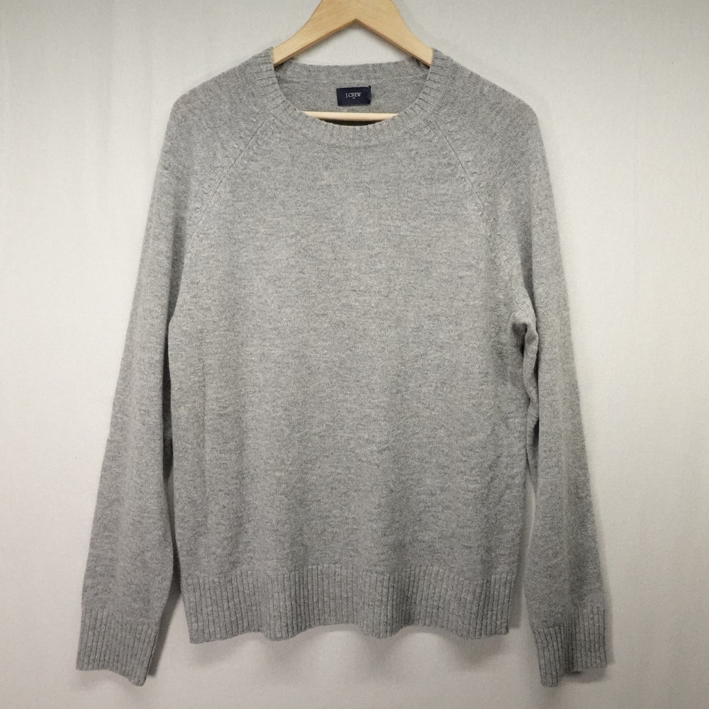 J Crew Sweater Womens Large Gray 100% Lambswool Crewneck Knit Pullover Soft